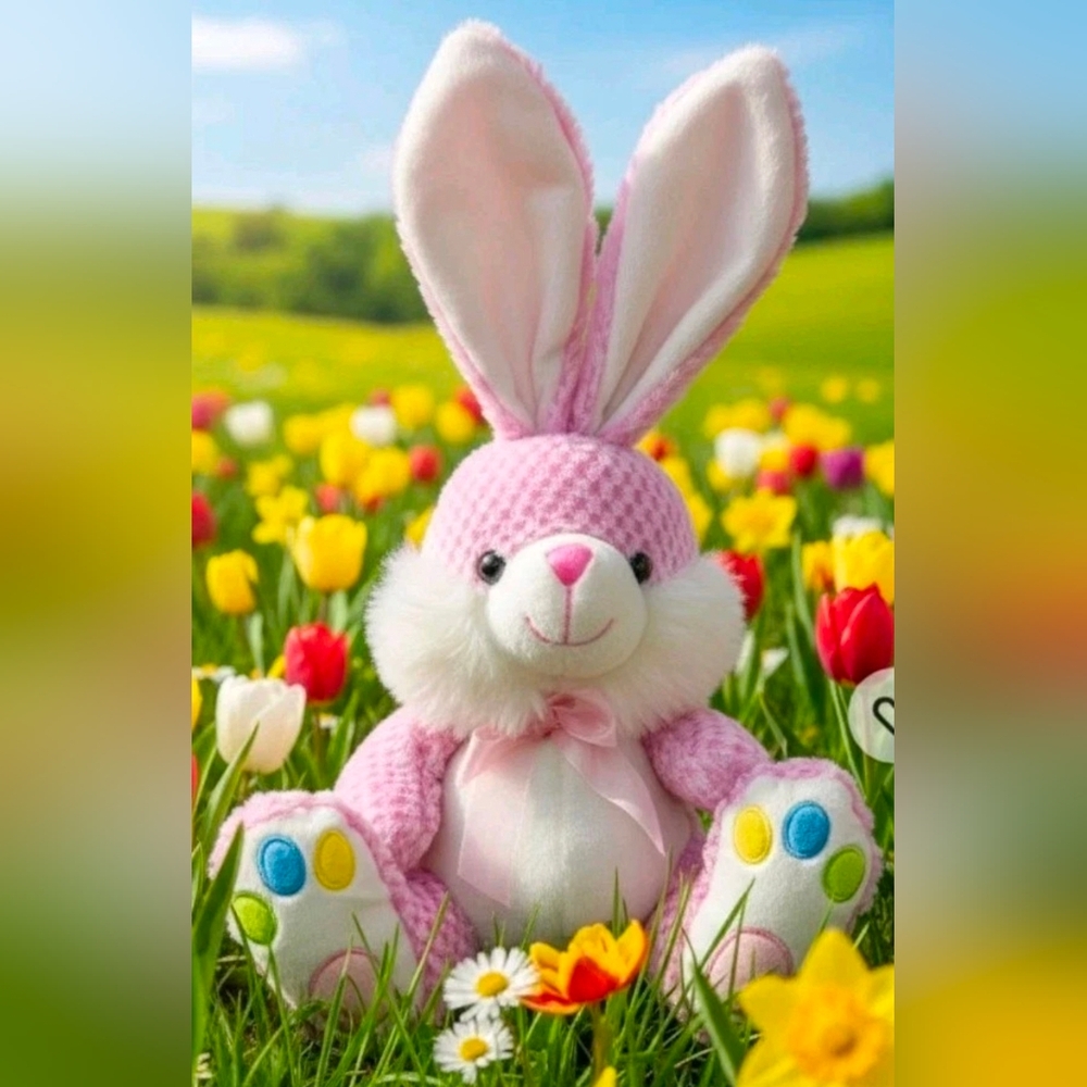 Pink BUNNY RABBIT Chrisha Creations Playful Plush 2009 16" soft stuffed